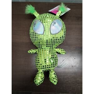 NWT Green Alien Celebrate! Plush Walmart Shimmer Shiny Stuffed Animal